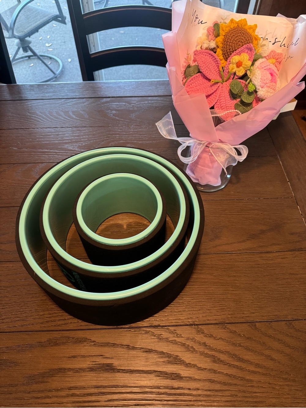Set of 3 Black and Mint Yoga Wheels
